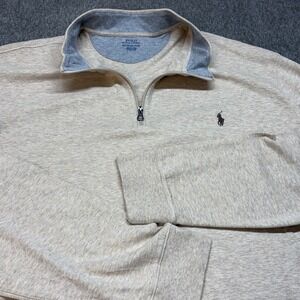 Polo Ralph Lauren Mens 4XLT Big Tall Quarter Zip Pullover Sweater Tan Old Mony
